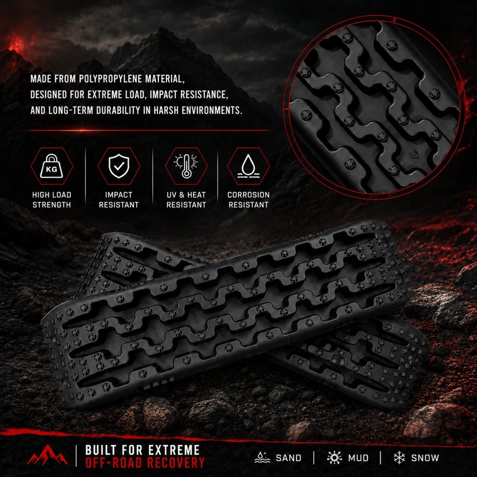 2x 10 Ton 4WD Car Recovery Tracks Sand Mud Snow Traction Boards Off-Road Device Mat