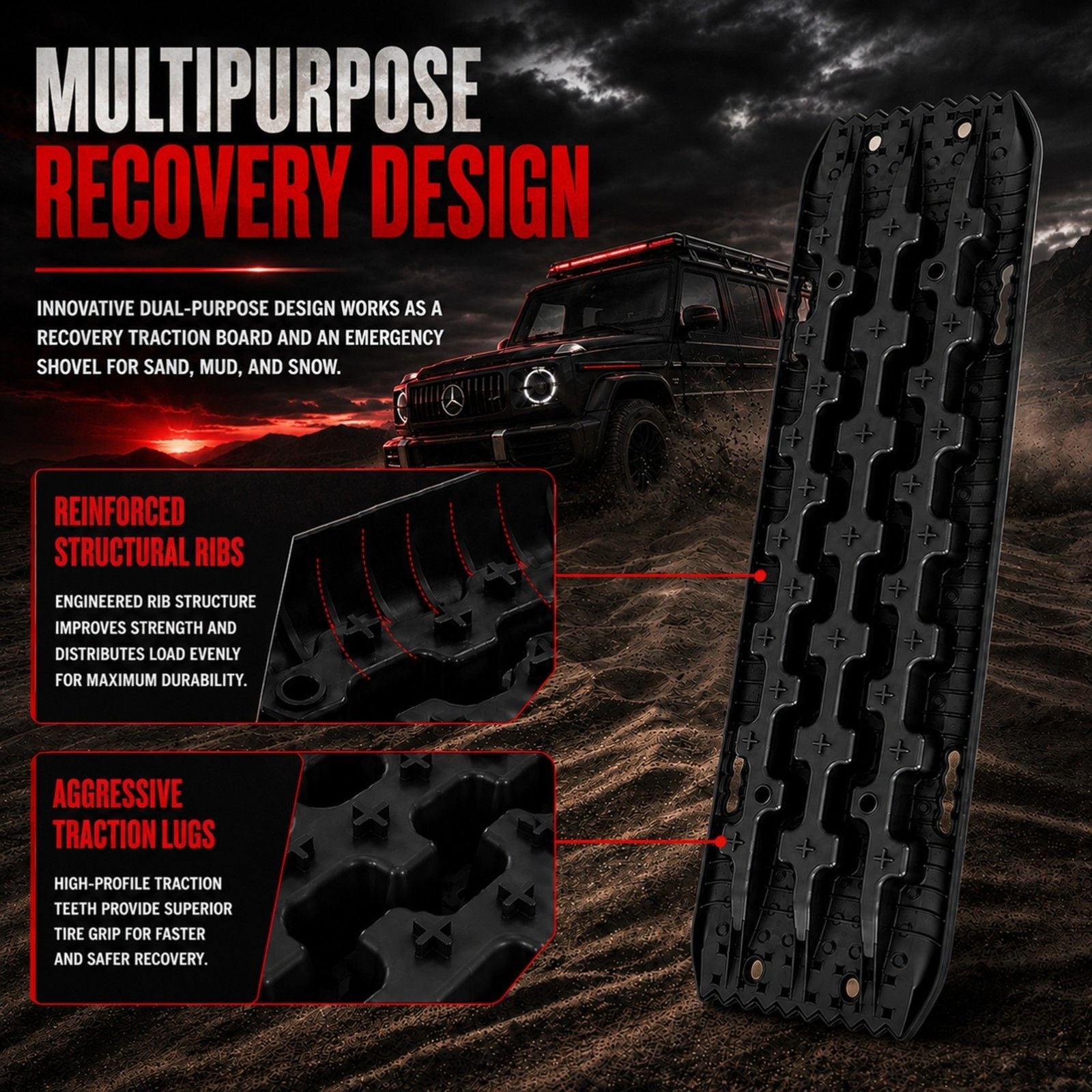 2x 10 Ton 4WD Car Recovery Tracks Sand Mud Snow Traction Boards Off-Road Device Mat