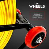 120M×6MM Fish Tape Puller Fiberglass Wire Cable Running Duct Rodder with Wheels