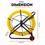 120M×6MM Fish Tape Puller Fiberglass Wire Cable Running Duct Rodder with Wheels