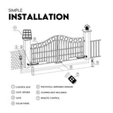 Fence & Gate Accessories: Swing Gate Opener Automatic Full Solar Power Kit Remote Control