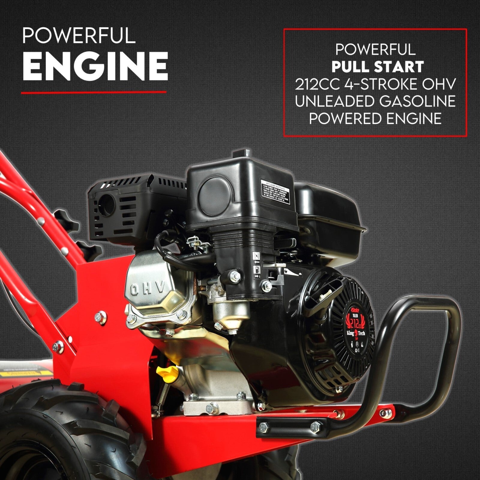 7HP Tiller Cultivator 4 Strokes Rotating Tines Power Handheld Rotary Hoe 4 Blades