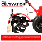 7HP Tiller Cultivator 4 Strokes Rotating Tines Power Handheld Rotary Hoe 4 Blades