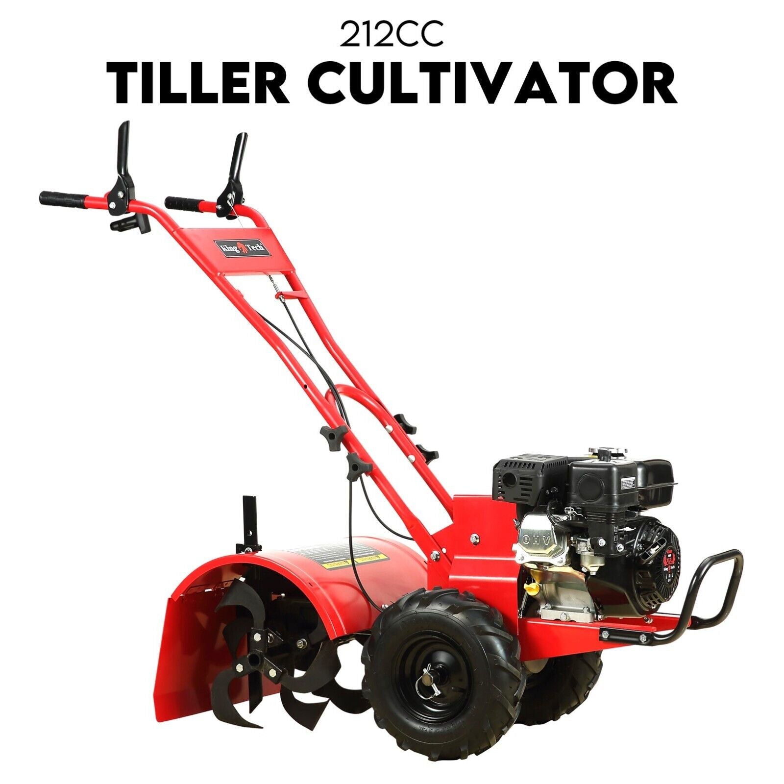 Gardening Tools: 212CC Tiller Cultivator 4 Blades Rotating Tines Power Rotary Hoe Handheld