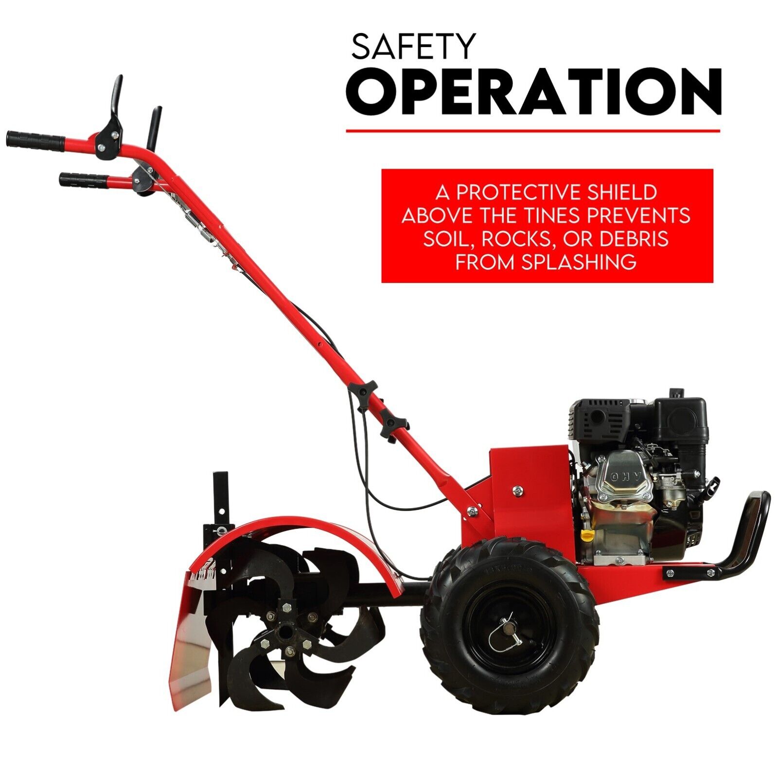 Gardening Tools: 212CC Tiller Cultivator 4 Blades Rotating Tines Power Rotary Hoe Handheld