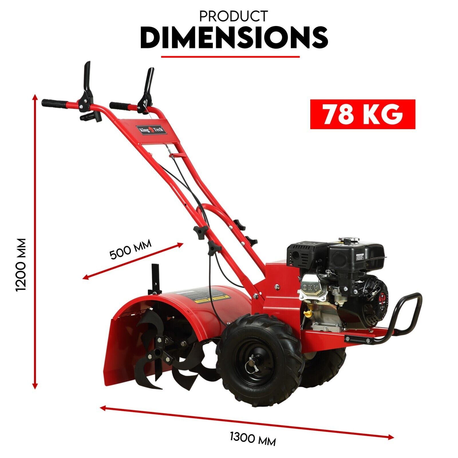 Gardening Tools: 212CC Tiller Cultivator 4 Blades Rotating Tines Power Rotary Hoe Handheld