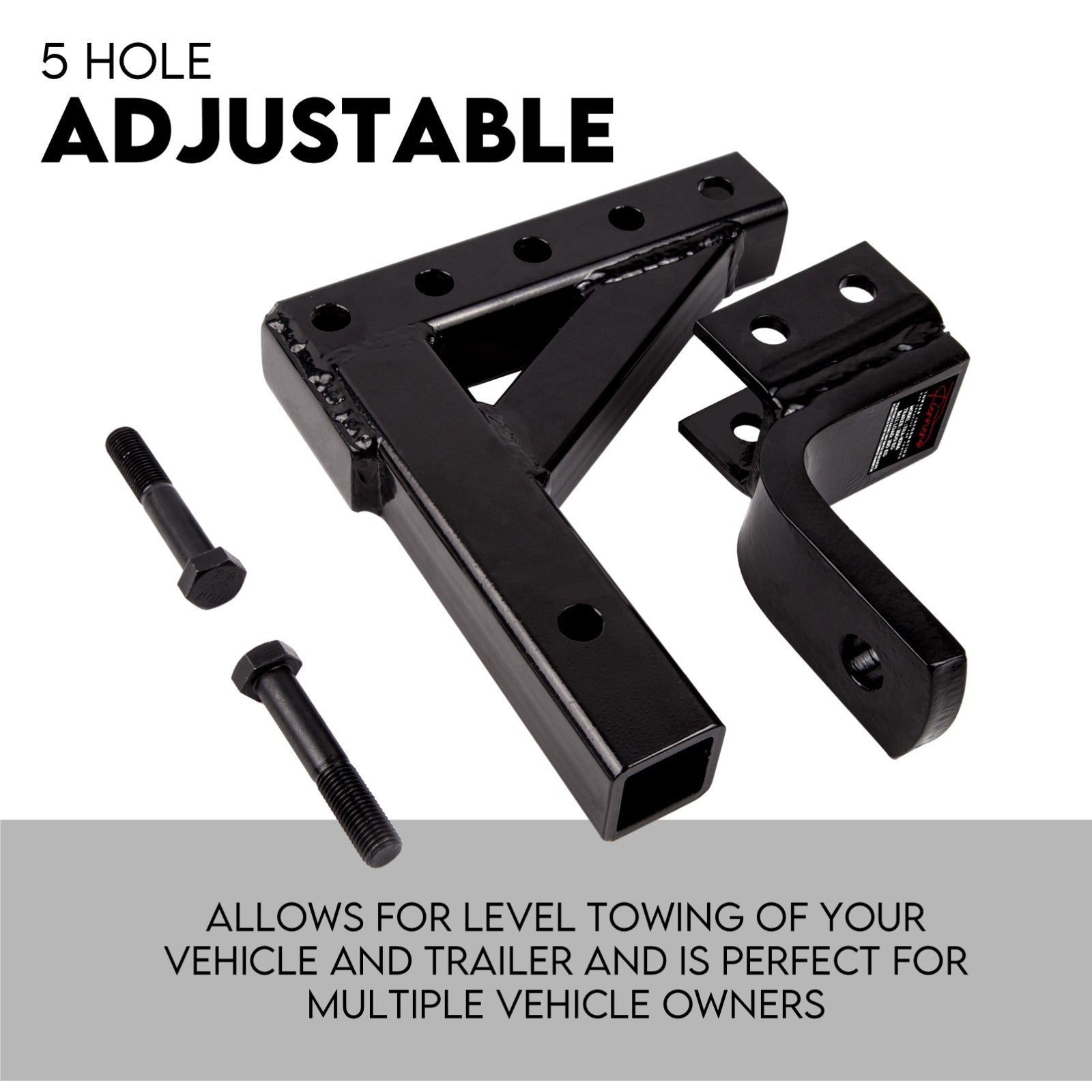 Towbar Adjustable Drop Tow Bar Ball Mount Tongue Hitch Trailer Car 3500KG 50mm
