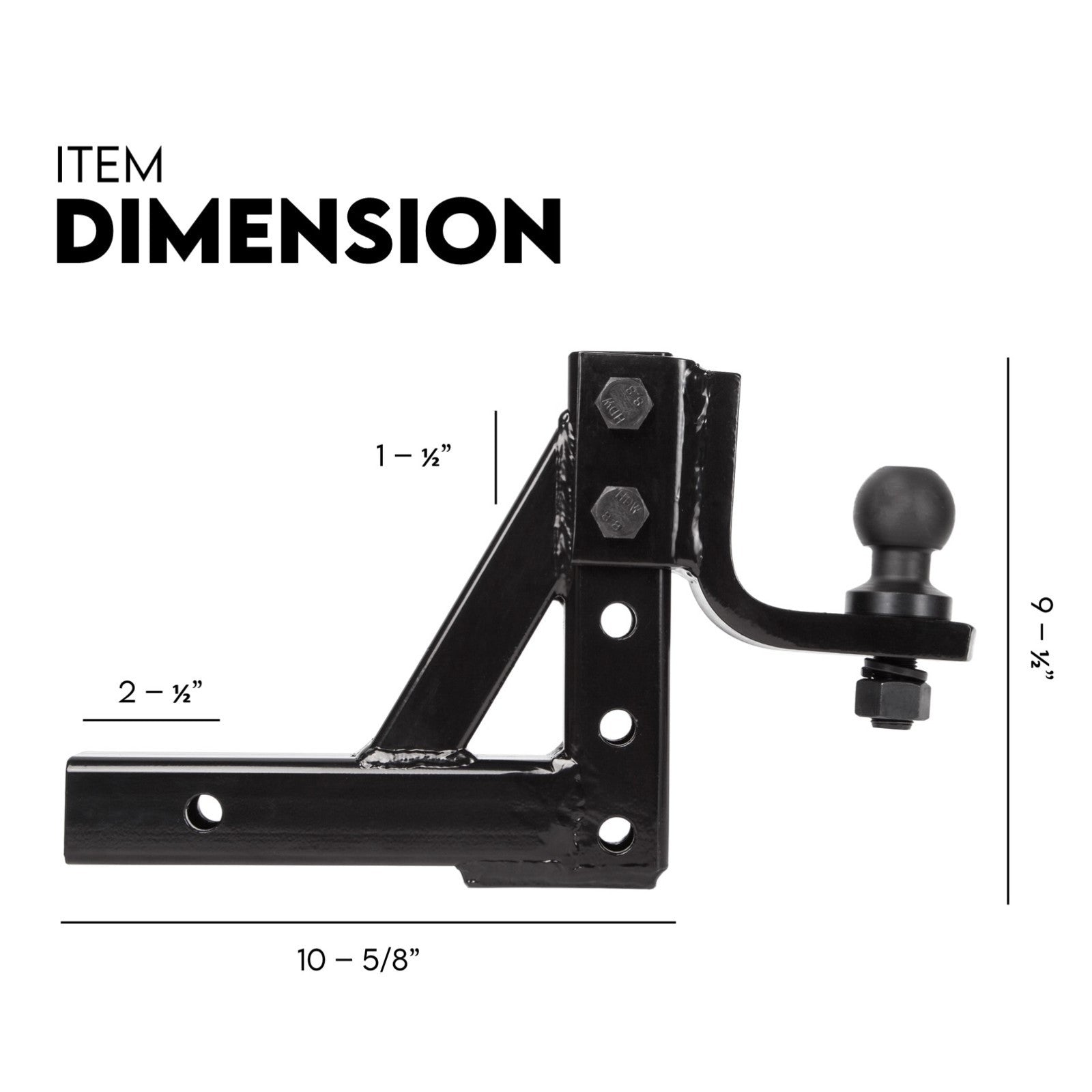 Towbar Adjustable Drop Tow Bar Ball Mount Tongue Hitch Trailer Car 3500KG 50mm
