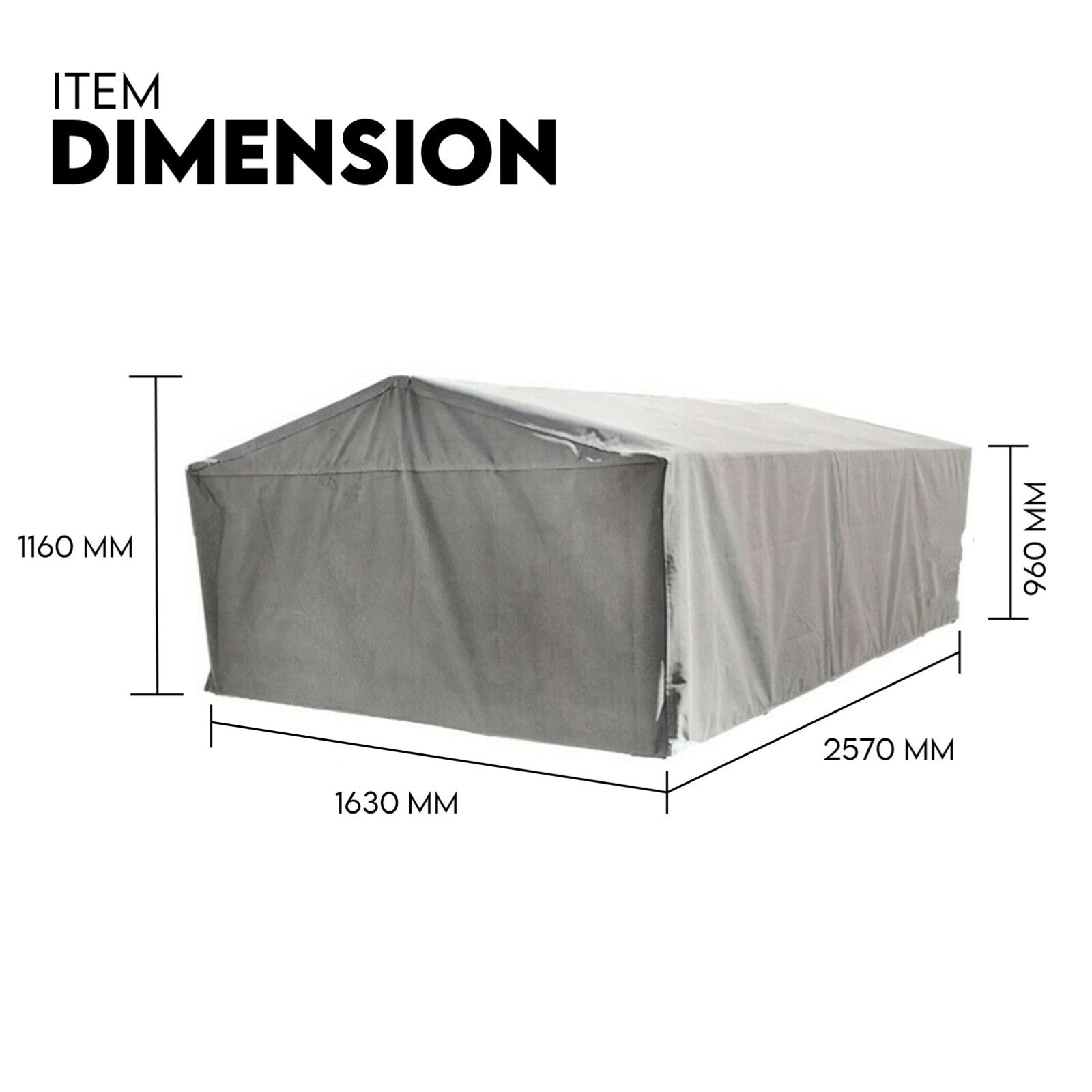 Caravan Accessories: 8X5 BOX TRAILER CAGE CANVAS COVER (900mm) 3 FOOT Thick Rip Resistant Waterproof