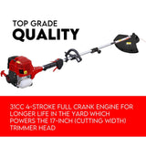 Lawn Rollers: 4 STROKE Whipper Snipper Straight Shaft Line Trimmer 31CC Pole Brush Cutter