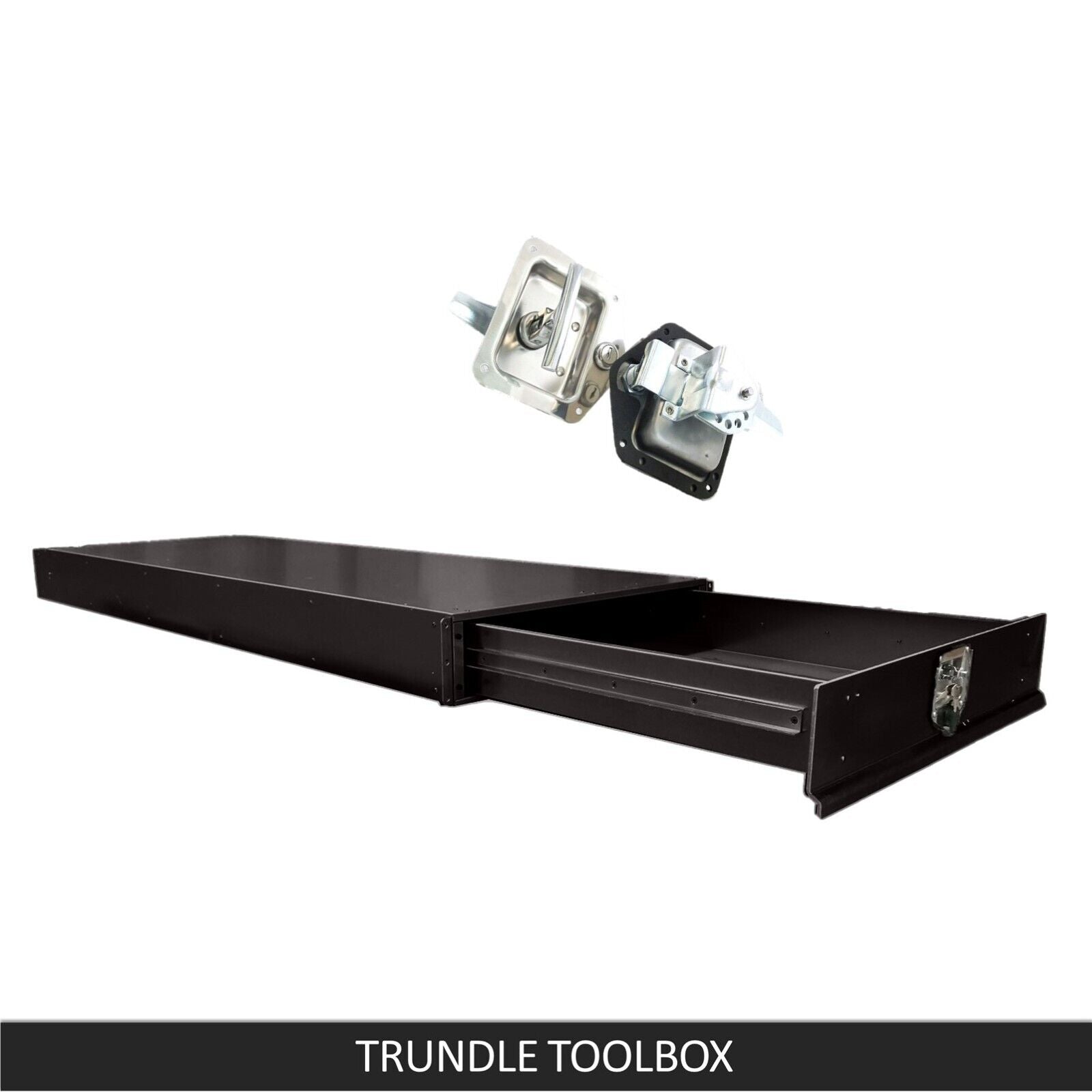 Tool Boxes: Under Tray Body Tool Box Trundle Drawer 1500 Long UTE Truck ToolBox Black