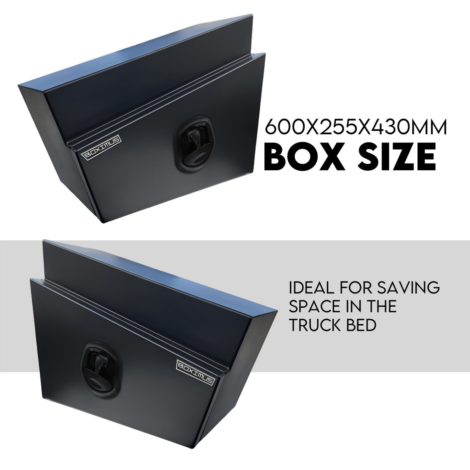 600mm Pair of Under Tray Tool Box Aluminium Undertray Underbody Toolbox Black
