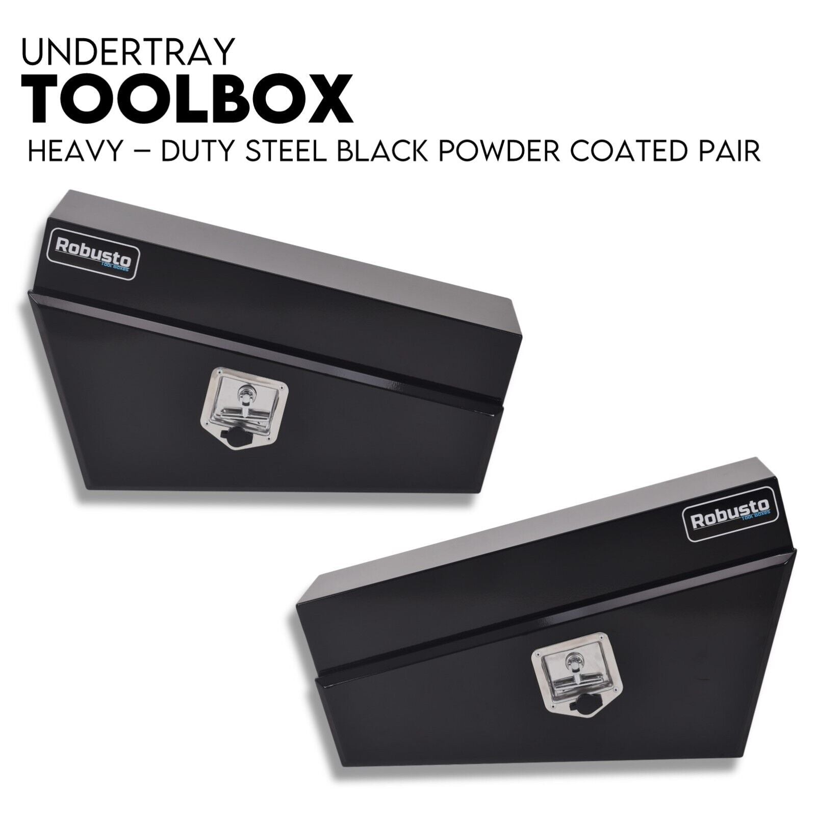 Automotive Repair & Speciality Tools: Under Tray Tool Box Underbody Pair Set 750mm Black Steel