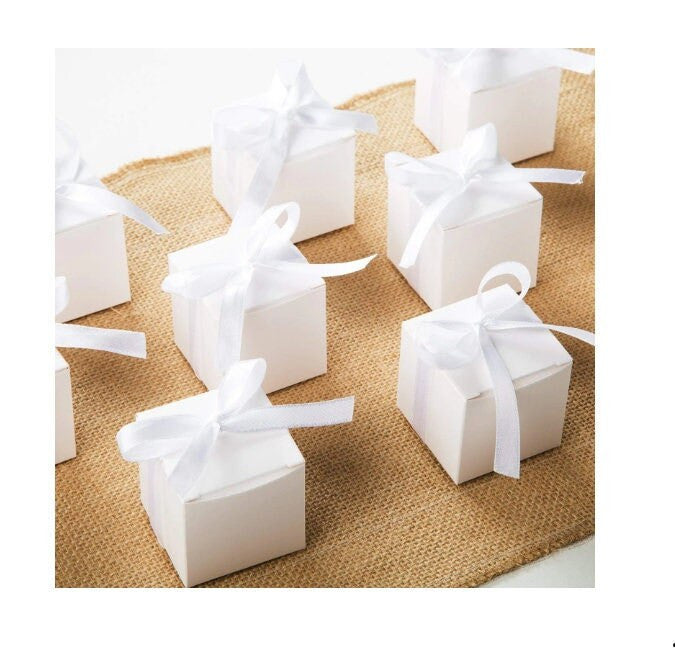 Wedding Favours: 10 Pack of White 5cm Square Cube Card Gift Box - Folding Packaging Small rectangle/square Boxes for Wedding Jewelry Gift Party Favor Model Candy Chocolate Soap Box