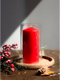 Christmas Decorations: 4 Pack Red Wax Pillar Advent Candles Xmas Wedding Party Table Room Centrepiece Decor Graduated sized 6 to 15cm High