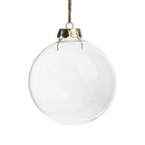 Christmas Decorations: 4 x Glass Bauble 10cm Diameter Round Clear with Silver Cap - table or tree centrepice personal memory theme craft gift