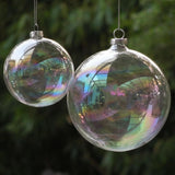 Christmas Decorations: 50 Wholesale Pack Glass Bauble 8cm Diameter Round Clear with Silver Cap - table or tree centrepice personal memory theme craft gift