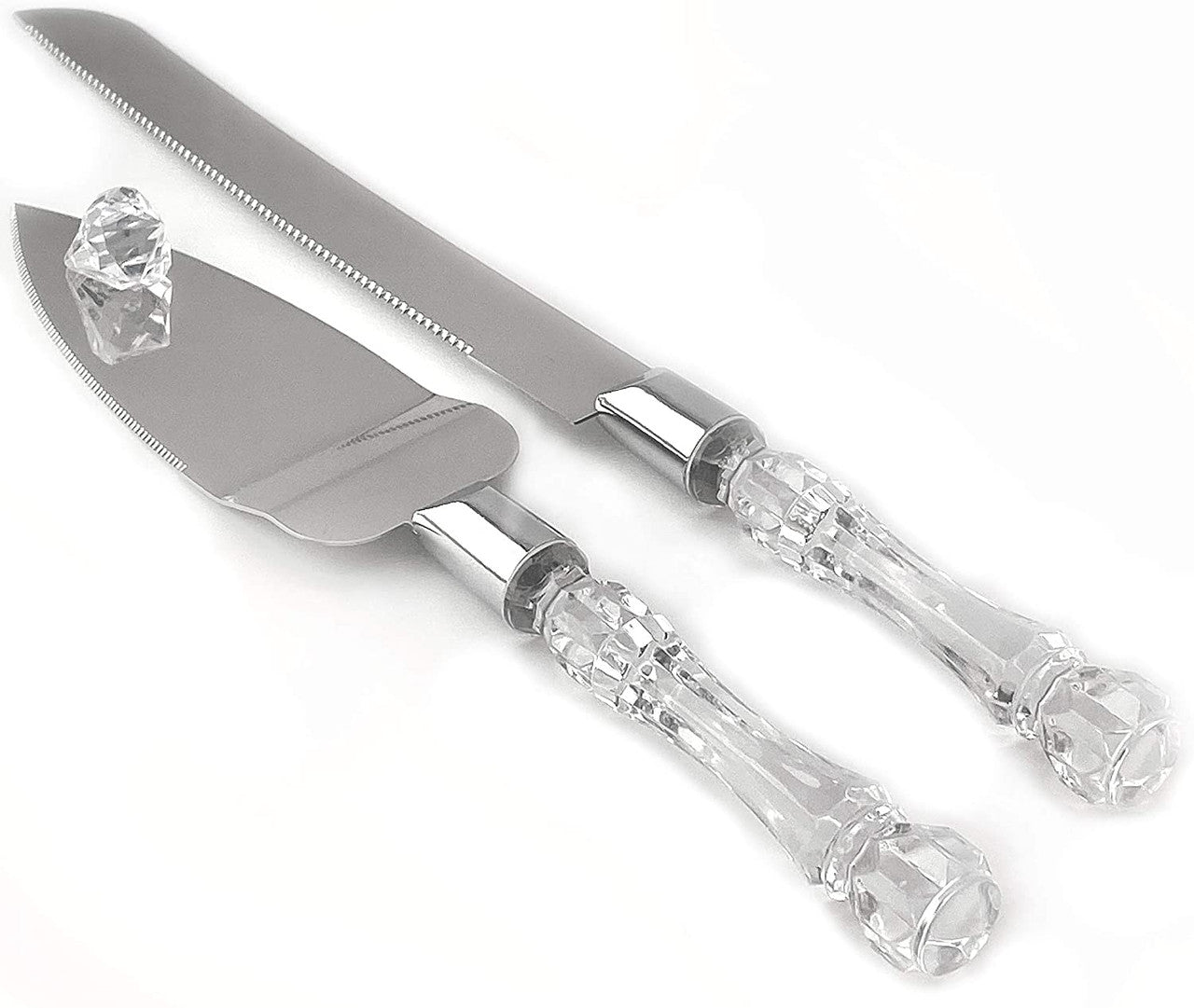 Wedding Favours: Cutting Cake Knife and Silver Blade Cake Server Set Wedding Anniversary Engagement Birthday Party Gift Boxed