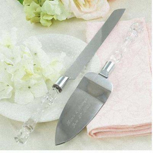 Wedding Favours: Cutting Cake Knife and Silver Blade Cake Server Set Wedding Anniversary Engagement Birthday Party Gift Boxed