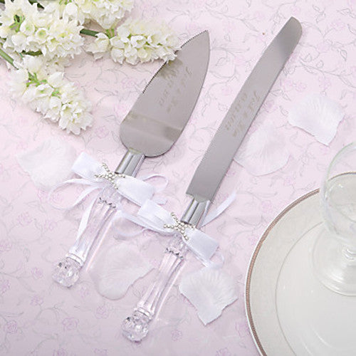 Wedding Favours: Cutting Cake Knife and Silver Blade Cake Server Set Wedding Anniversary Engagement Birthday Party Gift Boxed