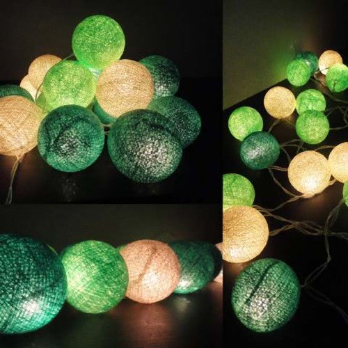Coloured Lights: 20 Ball Green 3m String Light Battery Box 5cm Cotton Ball  Christmas Birthday Garden Special Occasion Decoration