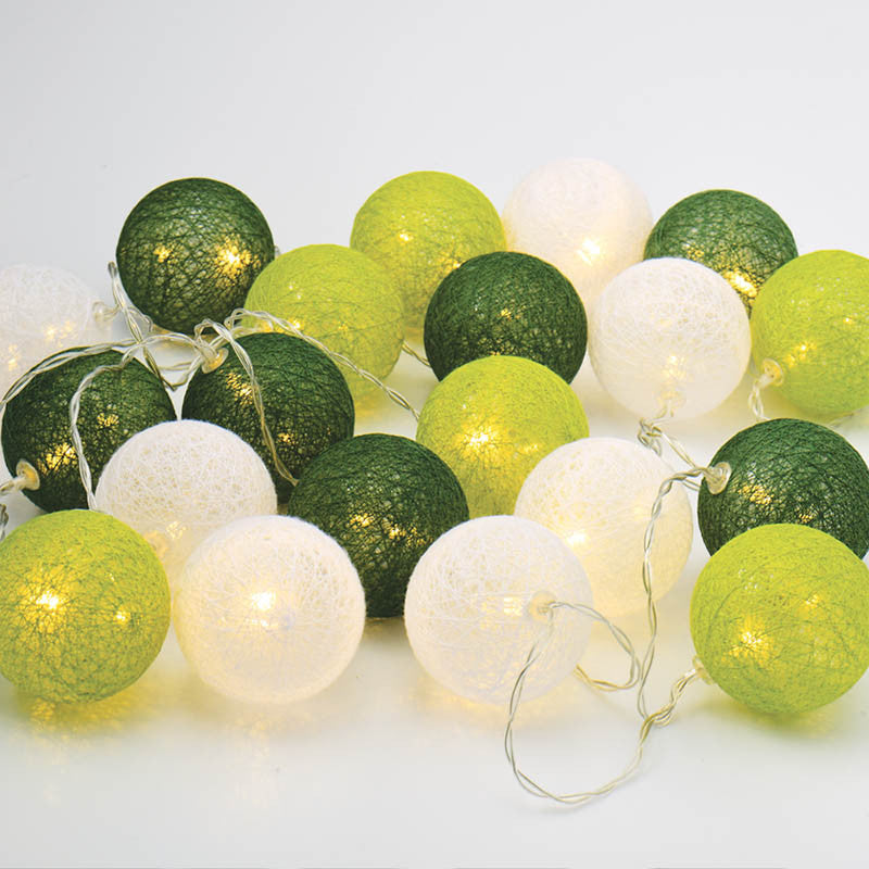 Coloured Lights: 20 Ball Green 3m String Light Battery Box 5cm Cotton Ball  Christmas Birthday Garden Special Occasion Decoration