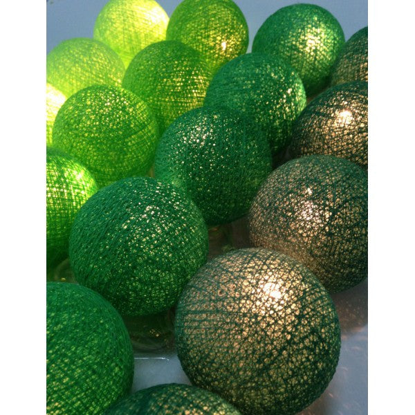 Coloured Lights: 20 Ball Green 3m String Light Battery Box 5cm Cotton Ball  Christmas Birthday Garden Special Occasion Decoration