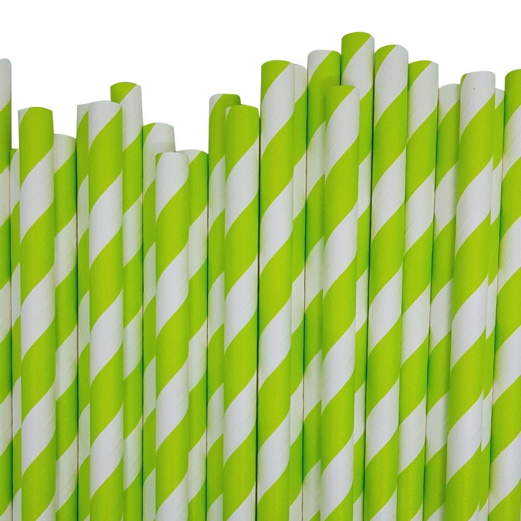 Disposable Cups: 200 Pack Green White Drinking Straws Biodegradable Eco Paper Birthday Party Event Bistro Bar Cafe Take Away