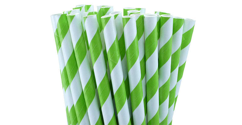 Disposable Cups: 200 Pack Green White Drinking Straws Biodegradable Eco Paper Birthday Party Event Bistro Bar Cafe Take Away