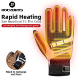 Bicycle Gloves: MTB Heated Gloves Large for Mountain Road Bike Breathable Winter Autumn Cycling Camping Running Outdoor Sport Rockbros