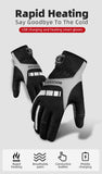 Bicycle Gloves: MTB Heated Gloves Large for Mountain Road Bike Breathable Winter Autumn Cycling Camping Running Outdoor Sport Rockbros