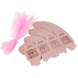 Garden Ornaments: Pink Dove Bird Heart Baby Birth naming Ceremony Bomboniere Favor Lolly Gift Card Box - 10 Pack