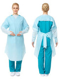 15 Pcs Disposable PPE Gown Protective Workwear Suit Thumb Hook Sleeve Coverall Apron Blue Medical Cleaning Painting