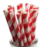 Disposable Cups: 50 Pack Red White Drinking Straws Biodegradable Eco Paper Birthday Party Event Bistro Bar Cafe Take Away
