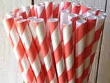 Disposable Cups: 50 Pack Red White Drinking Straws Biodegradable Eco Paper Birthday Party Event Bistro Bar Cafe Take Away