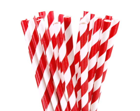 Disposable Cups: 50 Pack Red White Drinking Straws Biodegradable Eco Paper Birthday Party Event Bistro Bar Cafe Take Away