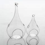 Christmas Decorations: 4 Pack of Hanging Clear Glass Tealight Candle Holder Tear Drop Pear Shape - 12cm High - Terrarium Plant Mini Garden Holder Decor