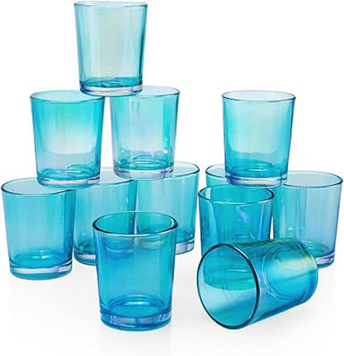 Vases & Table Decor: 10 Pack Turquoise Glass Votive Tealight Candle Holders House Party Centerpiece Xmas Wedding Decor Glass Candlestick Party Decorations Bridal Baby Shower Event