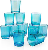 20 Pack Turquoise Glass Votive Tealight Candle Holders House Party Centerpiece Xmas Wedding Decor Glass Candlestick Party Decorations Bridal Baby Shower Event