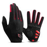 Bicycle Gloves: Full Finger MTB Gloves Large Size for Mountain Road Bike Breathable Red Rockbros Unisex Device Friendly Finger Material Anti Slip