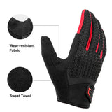 Bicycle Gloves: Full Finger MTB Gloves Large Size for Mountain Road Bike Breathable Red Rockbros Unisex Device Friendly Finger Material Anti Slip