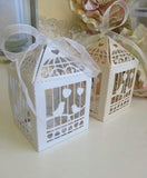 Wedding Favours: White Dove Bird Heart Wedding Bomboniere Favor Lolly Gift Card Box - 10 Pack