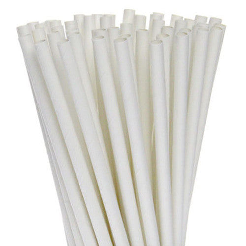 Disposable Cups: 50 Pack White Drinking Straws Biodegradable Eco Paper Birthday Party Event Bistro Bar Cafe Take Away