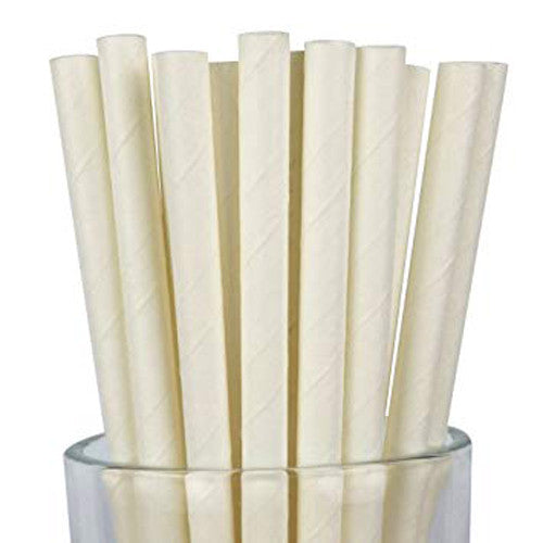 Disposable Cups: 50 Pack White Drinking Straws Biodegradable Eco Paper Birthday Party Event Bistro Bar Cafe Take Away