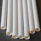 Disposable Cups: 50 Pack White Drinking Straws Biodegradable Eco Paper Birthday Party Event Bistro Bar Cafe Take Away