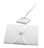 Paper Products: White Wedding Guest Book Register with Silver Pen Matching Stand Set 36 Lined Pages - White Sach Diamante Cover