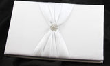 Paper Products: White Wedding Guest Book Register with Silver Pen Matching Stand Set 36 Lined Pages - White Sach Diamante Cover