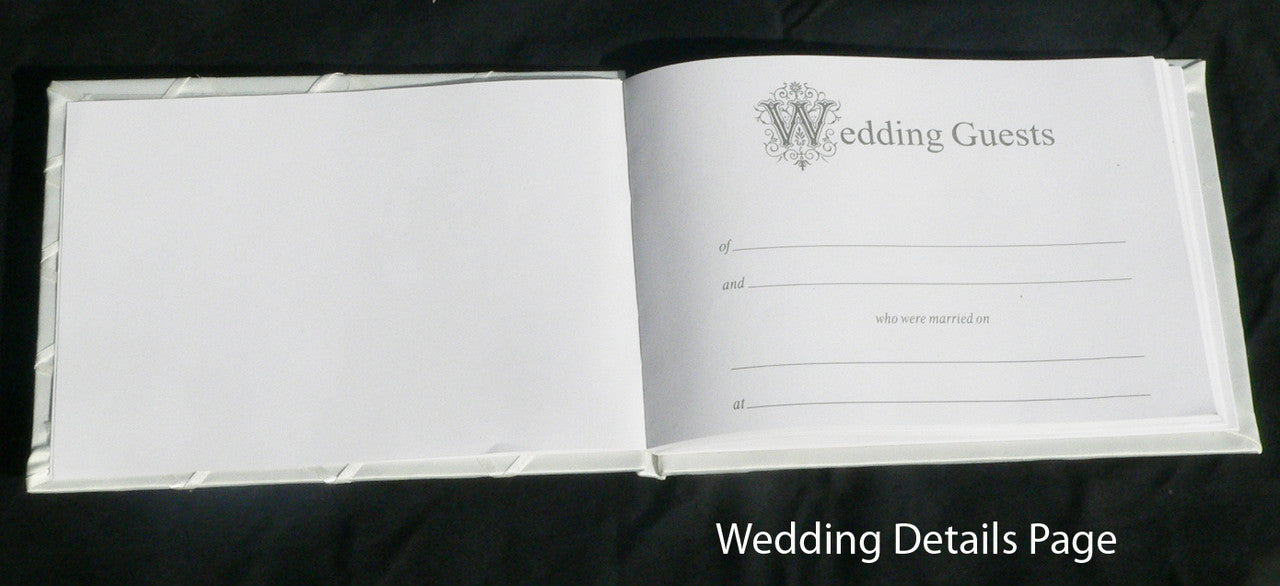 Paper Products: White Wedding Guest Book Register with Silver Pen Matching Stand Set 36 Lined Pages - White Sach Diamante Cover