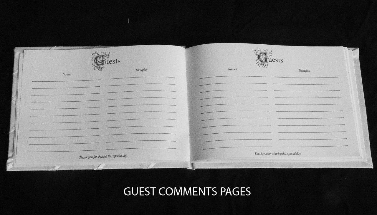 Paper Products: White Wedding Guest Book Register with Silver Pen Matching Stand Set 36 Lined Pages - White Sach Diamante Cover