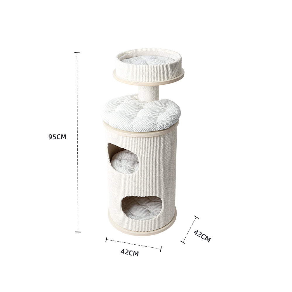 Cat Furniture: HONEYPOTCAT PURRING Multi-Level Sisal Barrel Cat Tower  - 95cm